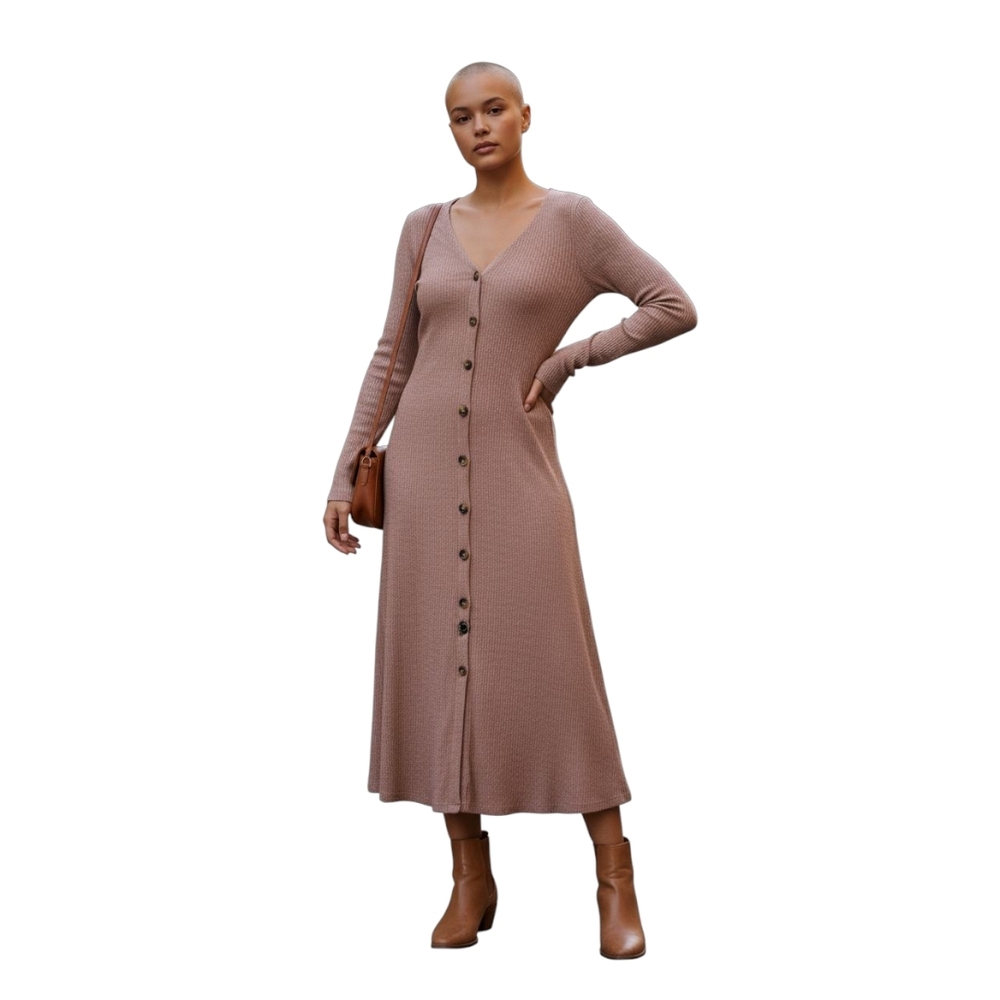 Double Zero Long Sleeve Tan Dress